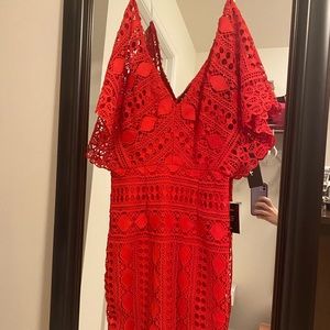 Lulus red lace dress size small